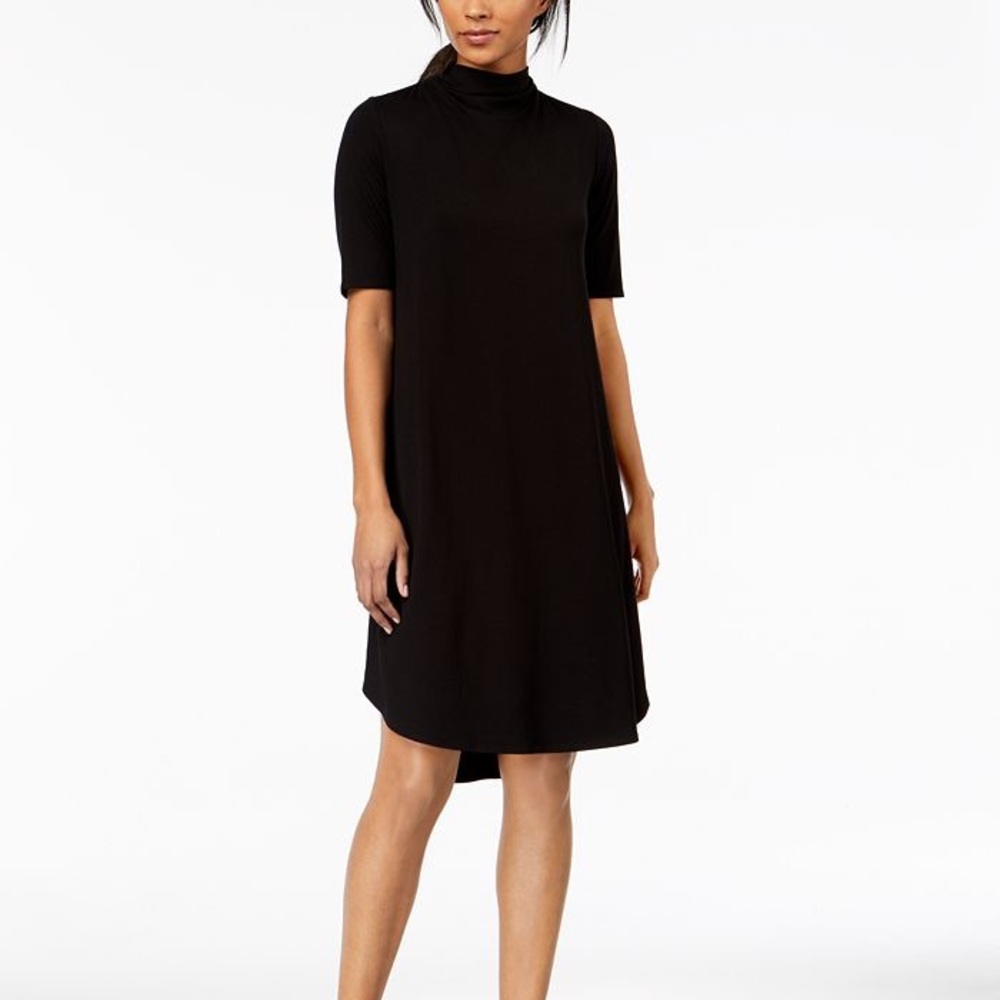 Eileen Fisher Mock Neck Jersey Knit Dress XS